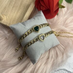 SS Gem Heart Bracelet