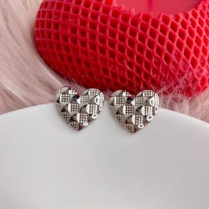 Silver Geometric Heart earrings